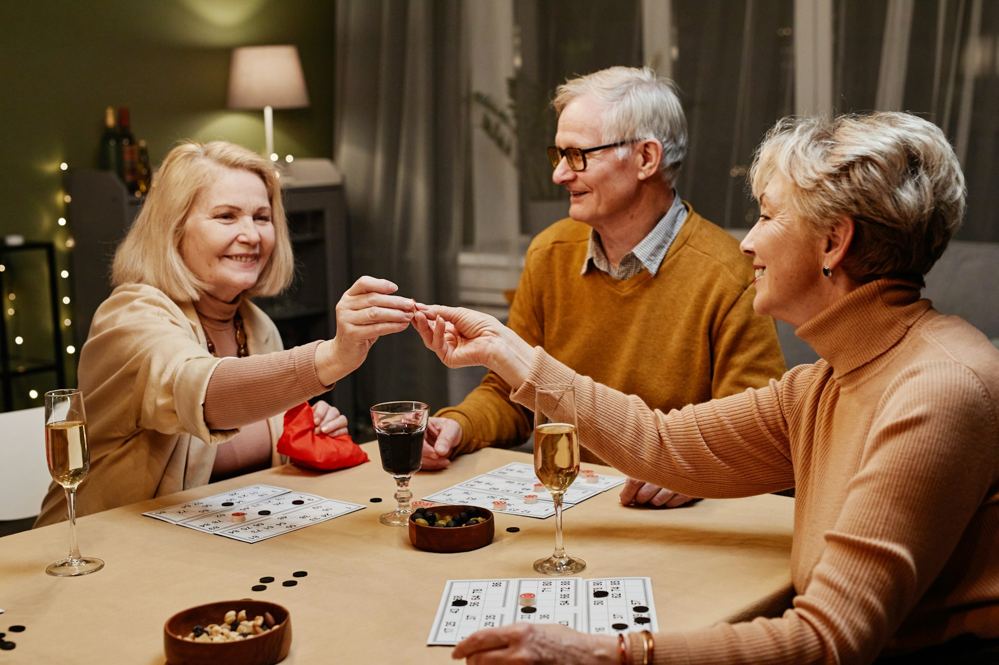 Old people playing board game